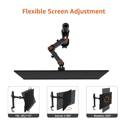 Adjustable 30-Inch Monitor Stand with Cable Management & VESA Mount - Steel, Black