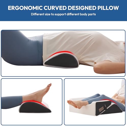 Ahpmeoa 6-Piece Wedge Pillow Set for Post-Surgery Support - White/Grey