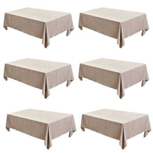 Nature Faux Linen Rectangle Tablecloths 60 x 120 Inch 6 Pack for Weddings & Events