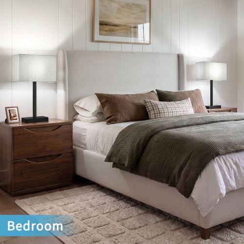 Touch Nightstand Lamps Set of 2 with USB Charging Gray & Black