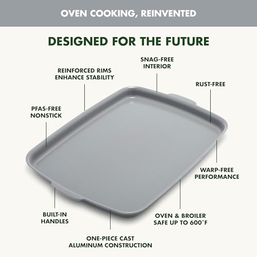 GreenPan Premiere 18x13 Inch Gray Ceramic Nonstick Half Sheet Pan - Oven & Broiler Safe