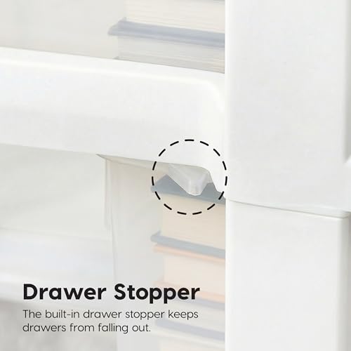 IRIS USA 3-Drawer Slim Storage Organizer 2-Pack - White/Clear, Narrow Design