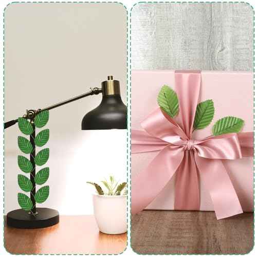 TIESOME 200 PCS Green Leaves for Crafts, Lifelike Artificial Leaves Faux Wired Single Leaf Fake Rose Wire Crafts Leaf for Corsage Bouquet Wreaths Garlands Party Wedding Christmas Decorations