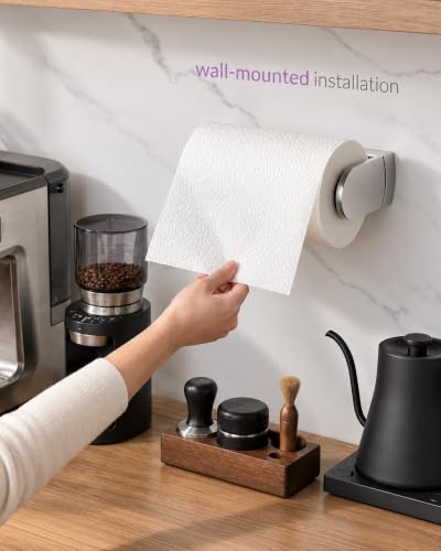 simpletome ONE Hand Paper Towel Holder Under Cabinet Pearl Chrome Silver