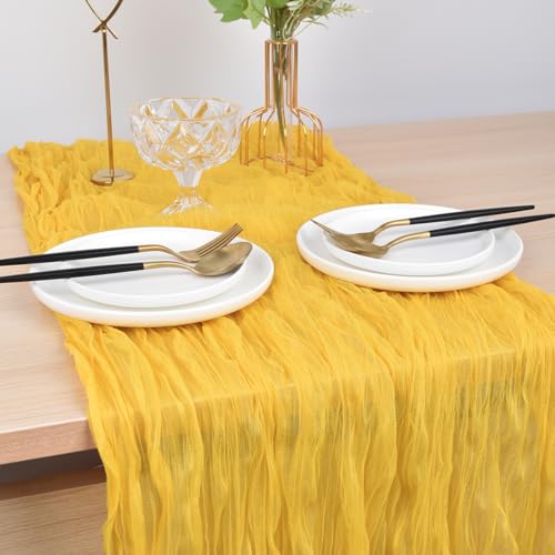 Joanlody 6 Pack Yellow Cheesecloth Table Runners 10ft Fall Wedding Party Decor