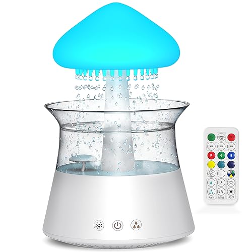 Diffuserlove Rain Water Drip Humidifier with Remote & Color Lights for Bedroom & Office