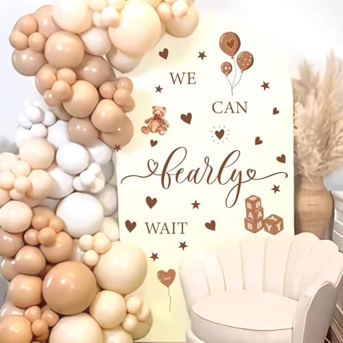 We Can Bearly Wait Party Decal Sign Baby Shower Backdrop Decoration Neutral Gender Reveal Stickers for Baby Boy or Girl Arch Balloon Decor Welcome Baby Sign Pregnancy Party Decor Stickers