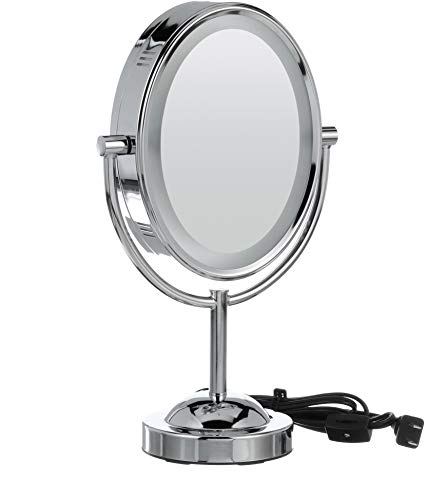 Conair Lighted Vanity Mirror 1X/7X Magnification with Line Cord, 6.5" x 8.5" Oval, Polished Chrome