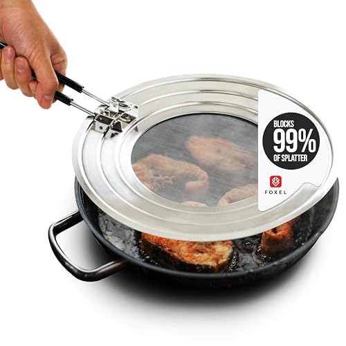 FOXEL Silver 11.75 Inch Dishwasher-Safe Splatter Screen for Frying Pans