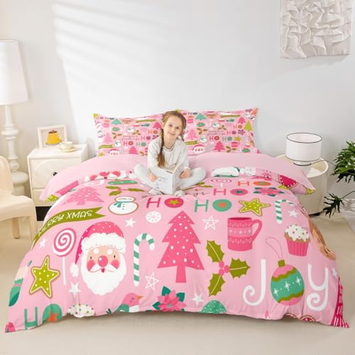 Erosebridal Multi 21 Pink Christmas Duvet Cover Set Full Size Kids & Adults