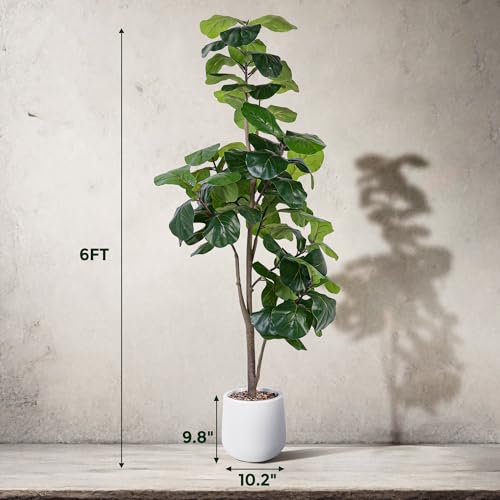 6ft Artificial Fiddle Leaf Tree Faux Plant - Lifelike Ficus Lyrata