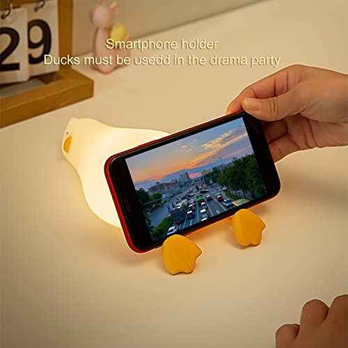 WETSTAR Lying Flat Duck Night Light, LED Squishy Duck Lamp, Cute Light Up Duck, Silicone Dimmable Nursery Nightlight, Rechargeable Bedside Touch Lamp for Breastfeeding,Girls Bedroom Decor