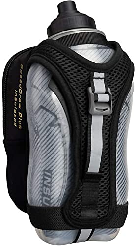 Insulated Handheld Water Bottle for Runners - Black & Metallic Gold, 18oz
