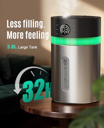 Stainless Steel Humidifier with Large 3.8L Capacity, Dishwasher Safe & Quiet Operation