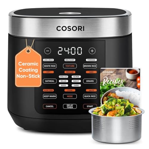 Cosori 10-Cup Fuzzy Logic Rice Cooker with Ceramic Inner Pot - 18-in-1 Kitchen Appliance