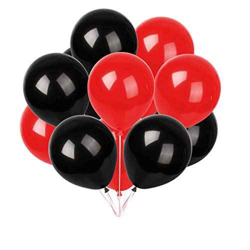 TNWBA Red Black Balloons,100 pcs 12 inch Latex Balloons,birthday party decoration