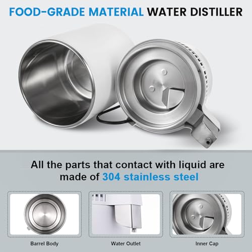 White DC HOUSE 1 Gallon Water Distiller Machine, 750W Countertop Purifier