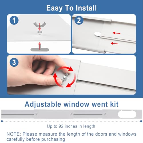 Aukney Portable AC Window Vent Kit with 5.9 Inch Diameter, 59 Inch Exhaust Hose, Adjustable Sliding Window Seal