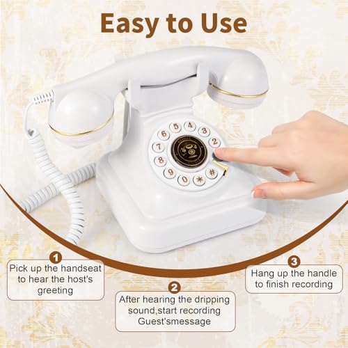 Retro Audio Guest Book Phone for Weddings & Parties - White