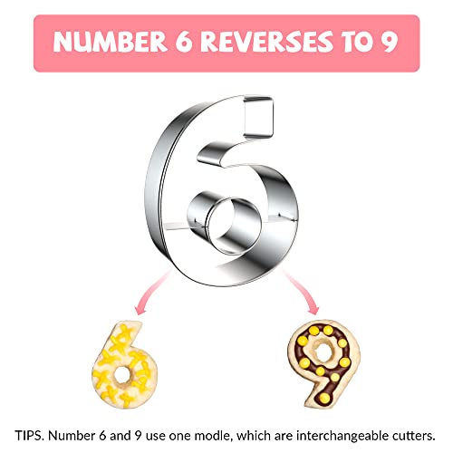 FUSOTO 9PCS Number Cookie Cutters Set 3 Inch, Includes 0-8 with Reverses to 9