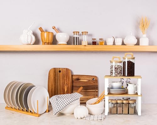 Wood Kitchen Organizer Set for Cabinet Storage - 11.8 x 7.9 Inches - Variation: Wood / 11.8 x 7.9"