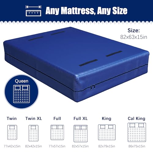 Queen Mattress Bag with 8 Handles - Extra Thick Reusable Moving Cover - Blue, Pack of 2