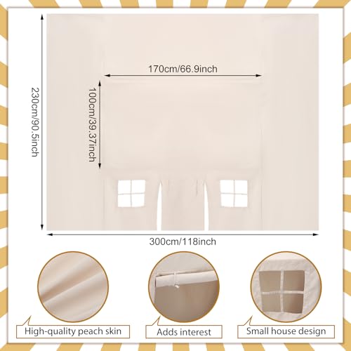 Large Kids Playhouse Tablecloth - 10ft x 7.5ft Beige Play Fort with Windows & Doors