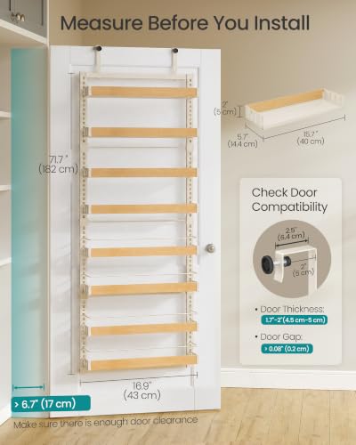 8-Tier Over-the-Door Pantry Organizer with Adjustable Baskets and Anti-Tip Bars