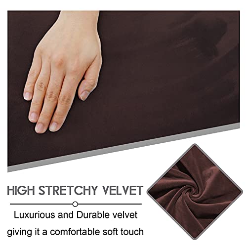 ULTICOR Velvet Reclining Love Seat Cover with Middle Console - Chocolate, 8-Piece Slipcover for 2 Seater Sofas