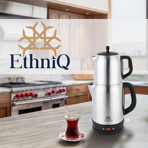 Electric Turkish Tea Maker with Double Pot Stainless Steel Kettle & Infuser 1.7L