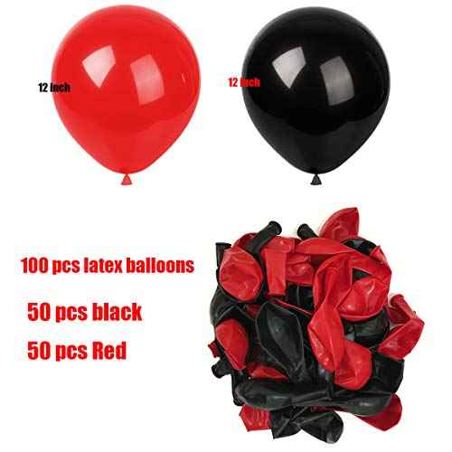 TNWBA Red Black Balloons,100 pcs 12 inch Latex Balloons,birthday party decoration