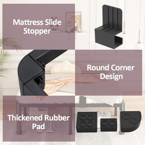 King Bed Frame 10 Inch Low Profile Heavy Duty Metal Platform No Box Spring Needed - Black - Variation of THIS listing
