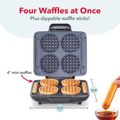 Dash Multi Mini Waffle Maker - Cooks 4 Mini Waffles at Once, Graphite