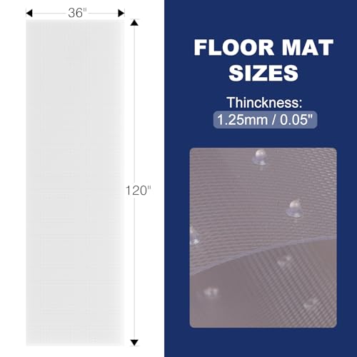 Clear Vinyl Runner Mat for Carpeted Hallways 3' x 10' Floor Protector