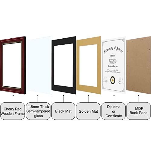 CORE ART 15x18 Diploma Frame Cherry Red with Black Mat - For 11x14
