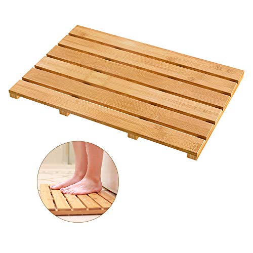 Bath Mat for Luxury Shower - Non-Slip Bamboo Sturdy Water Proof