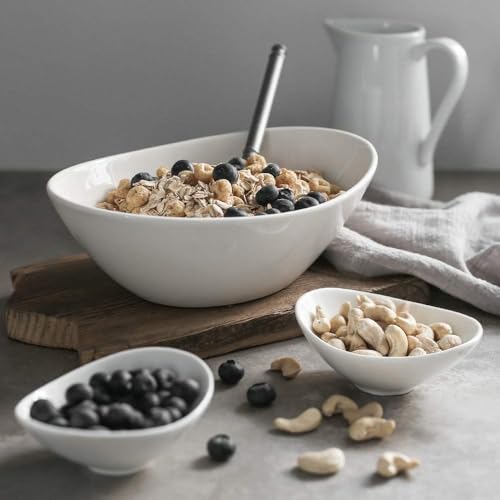 9.25-Inch Large Oval Serving Bowls Set of 4 - Salad Pasta Side Dishes