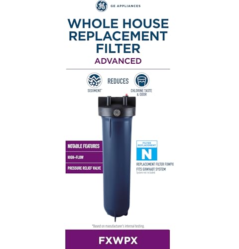 Whole House Water Filter Replacement FXWPX - Reduces Chlorine Sediment & Rust, Fits GE GXWH60T, Easy Twist Lock, 3-Month Life