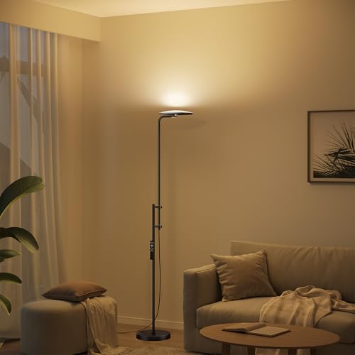 Bright Floor Lamp - Tall Standing Lamp for Living Room, Black, 32W