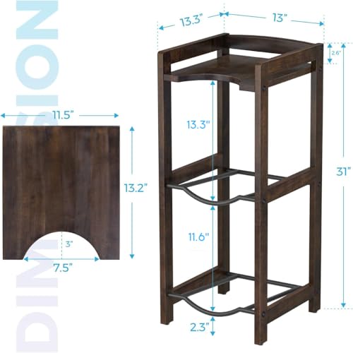 2Holder 1Shelf Water Jug Stand with Top Shelf Walnut - 5 Gallon Water Bottle Holder
