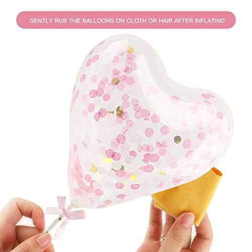 Pink Cupcake Topper with Paper Fans, Confetti Balloon, Christmas Birthday Cake Supplies (6 pieces)