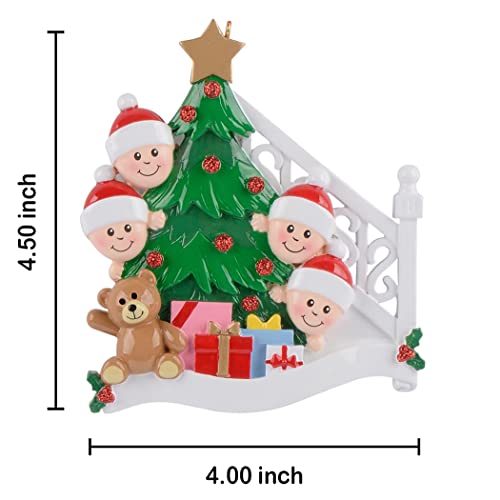 MAXORA Family of 4 Personalized Christmas Ornament 2026 - 4 Heads Variation