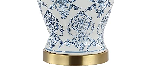 Juliana Chinoiserie Ceramic Table Lamp - Blue and White Urn Style, 22.25"