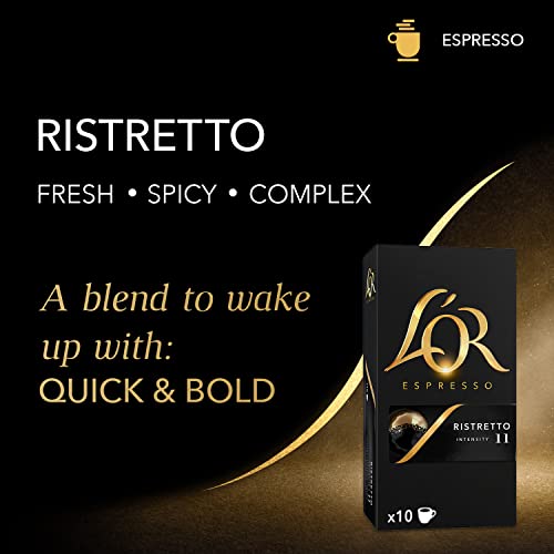 L'OR Ristretto Coffee Capsules - 10 Count Pack of 5, Compatible with Nespresso & L'OR Machines