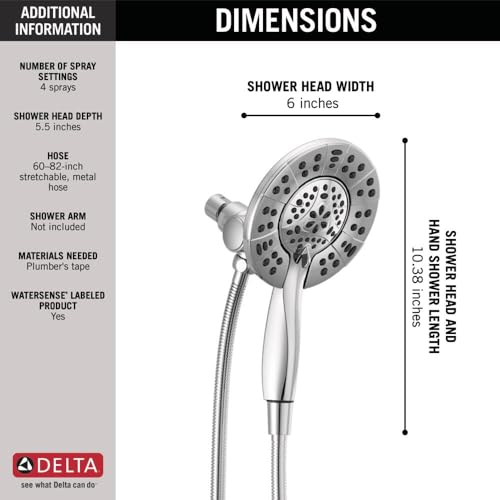 Chrome Dual Shower Head with Handheld Spray - 4 Spray Options, 1.75 GPM