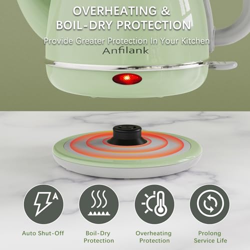 Electric Gooseneck Kettle 1L 1500W Stainless Steel for Coffee & Tea - Green