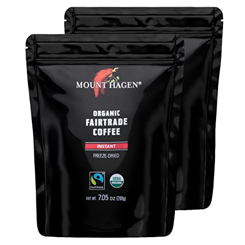 Organic Instant Coffee Pack of 2 - 7.05oz Medium Roast Arabica, Resealable Pouch, Fair Trade, Unflavored