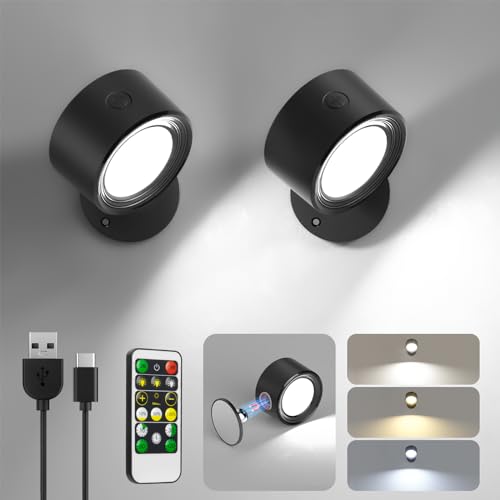 Racokky LED Wall Mounted Lights with Remote, Rechargeable Sconces