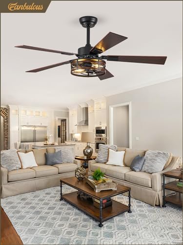 Fanbulous 48" Farmhouse Ceiling Fan with Light & Remote - Black & Walnut