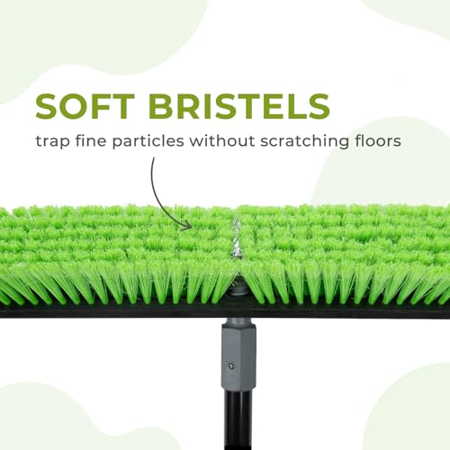 KalTell Green 18-Inch Heavy Duty Push Broom with 59.5-Inch Long Handle for Indoor & Outdoor Cleaning